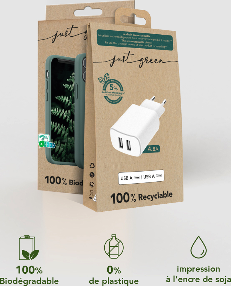 Coques écologiques, accessoires smartphones recyclables Just Green