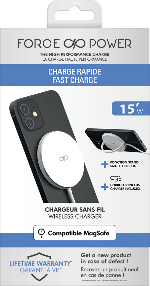Chargeur MagSafe iPhone USB-C, recharge sans fil magnétique 15W - argent -  compatible
