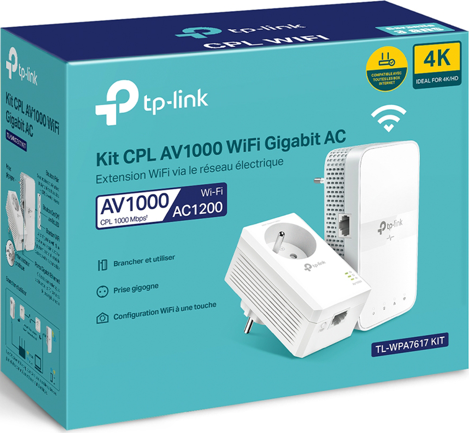 TP-Link CPL WiFi AC1200 Mbps + CPL 1000 Mbps avec Port Ethernet