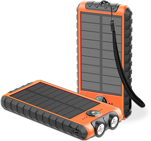 Batterie portative solaire avec lampe torche et boussole 10000mAh 3,7V