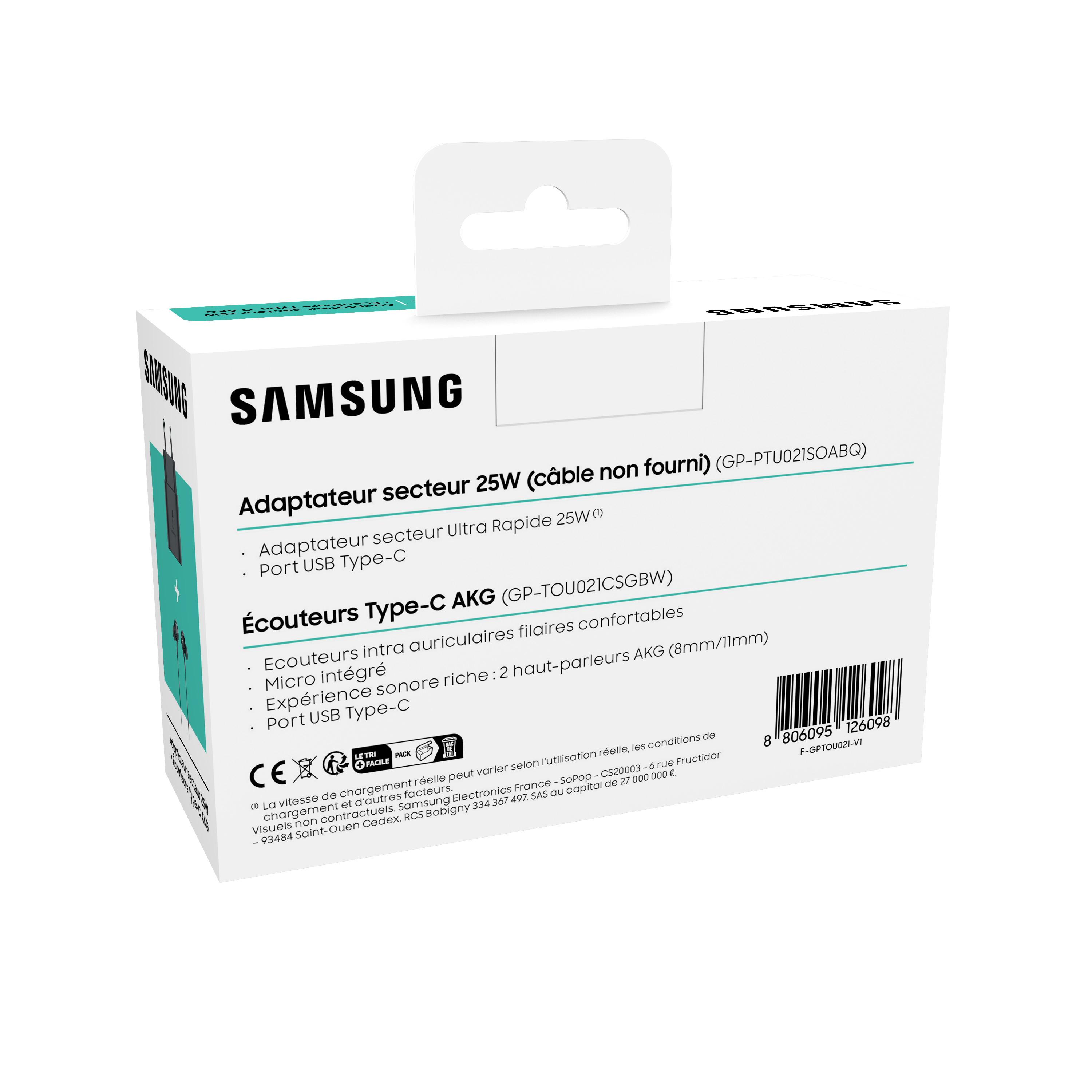 Pack Samsung Chargeur secteur rapide 25W USB-C + kit piéton AGK