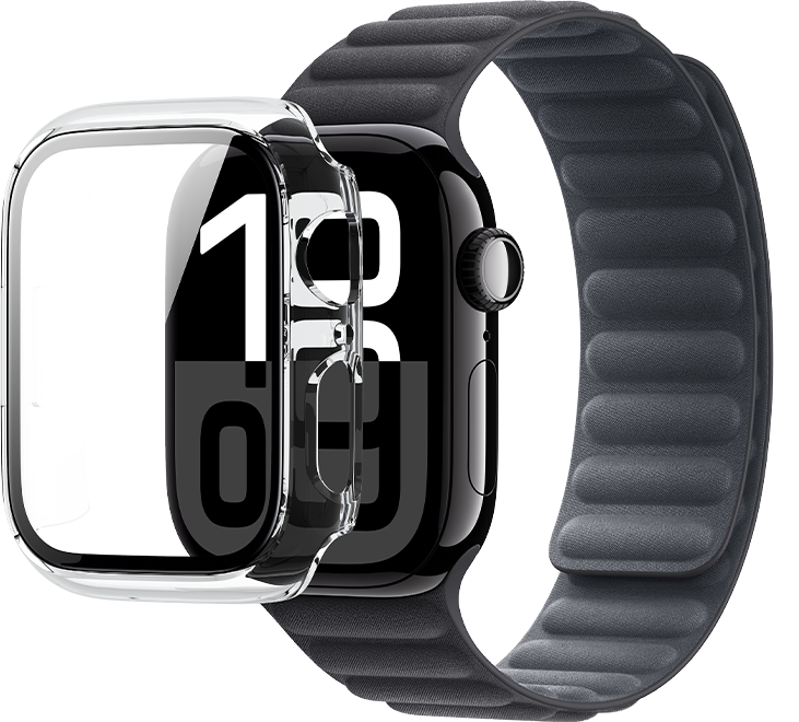 Coque Apple Watch 10 42mm Transparente contours noirs - Eco-conçu en matériaux recyclés Force Case