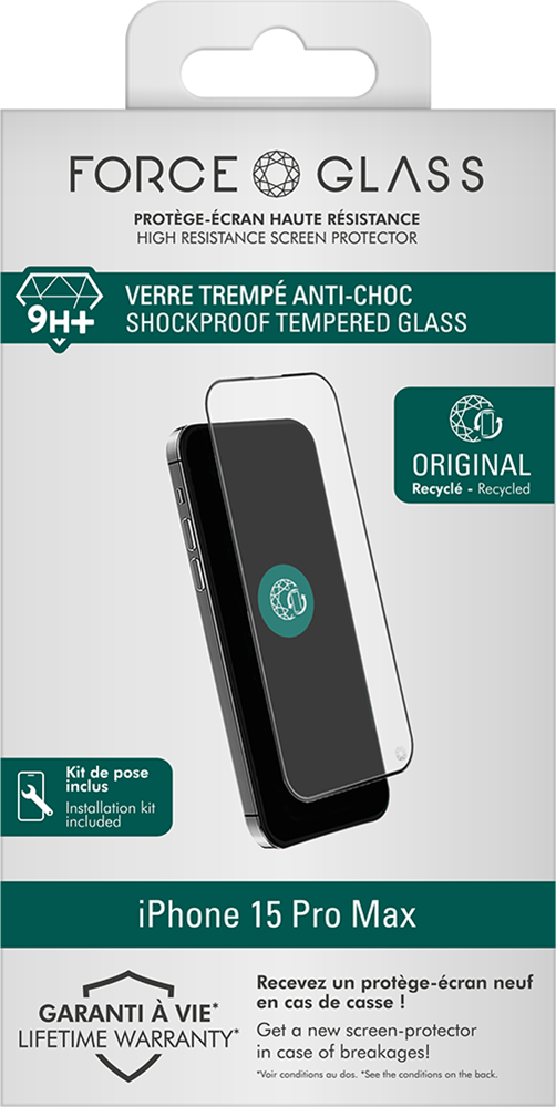 Protège écran iPhone 15 Pro Max 2.5D Original - Garanti à vie