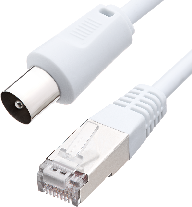 Image secondaire de Câble TV Coaxial 9,52mm Ethernet RJ45 CAT8 Mâle / Mâle 2m Blanc Force Power Lite