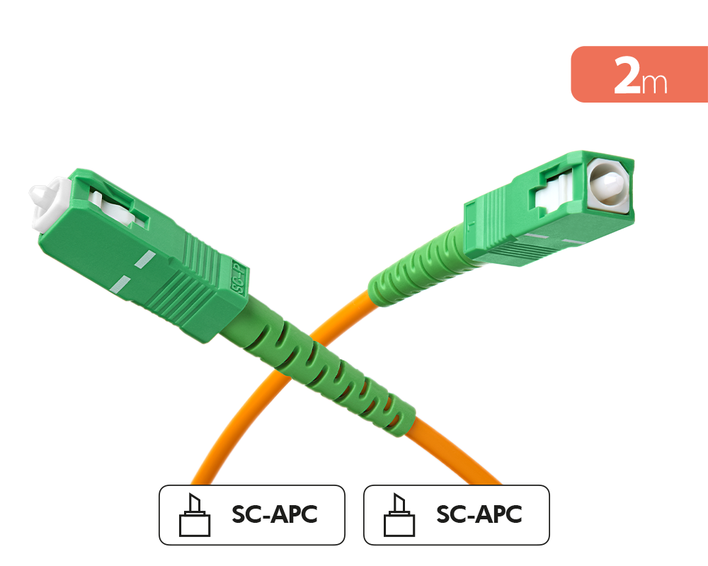 Câble Fibre optique SC/APC Monomode 2m Orange et Vert Force Power Lite