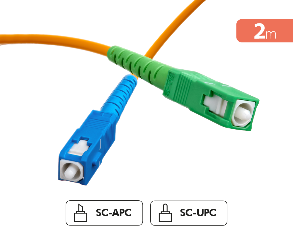 Câble Fibre optique SC/APC Free Monomode 2m Orange et Vert / Bleu Force Power Lite