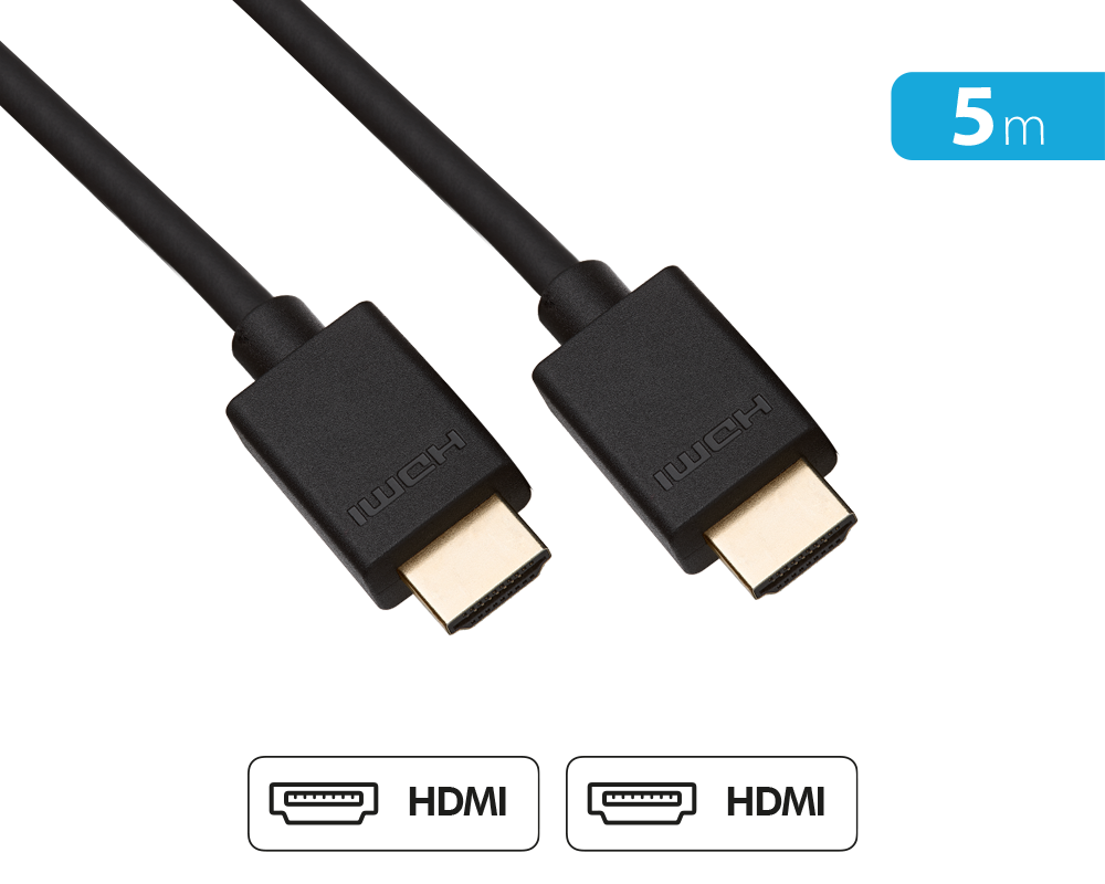 Câble HDMI High Speed HD 19 broches Mâle /Mâle 5m Noir Force Power Lite