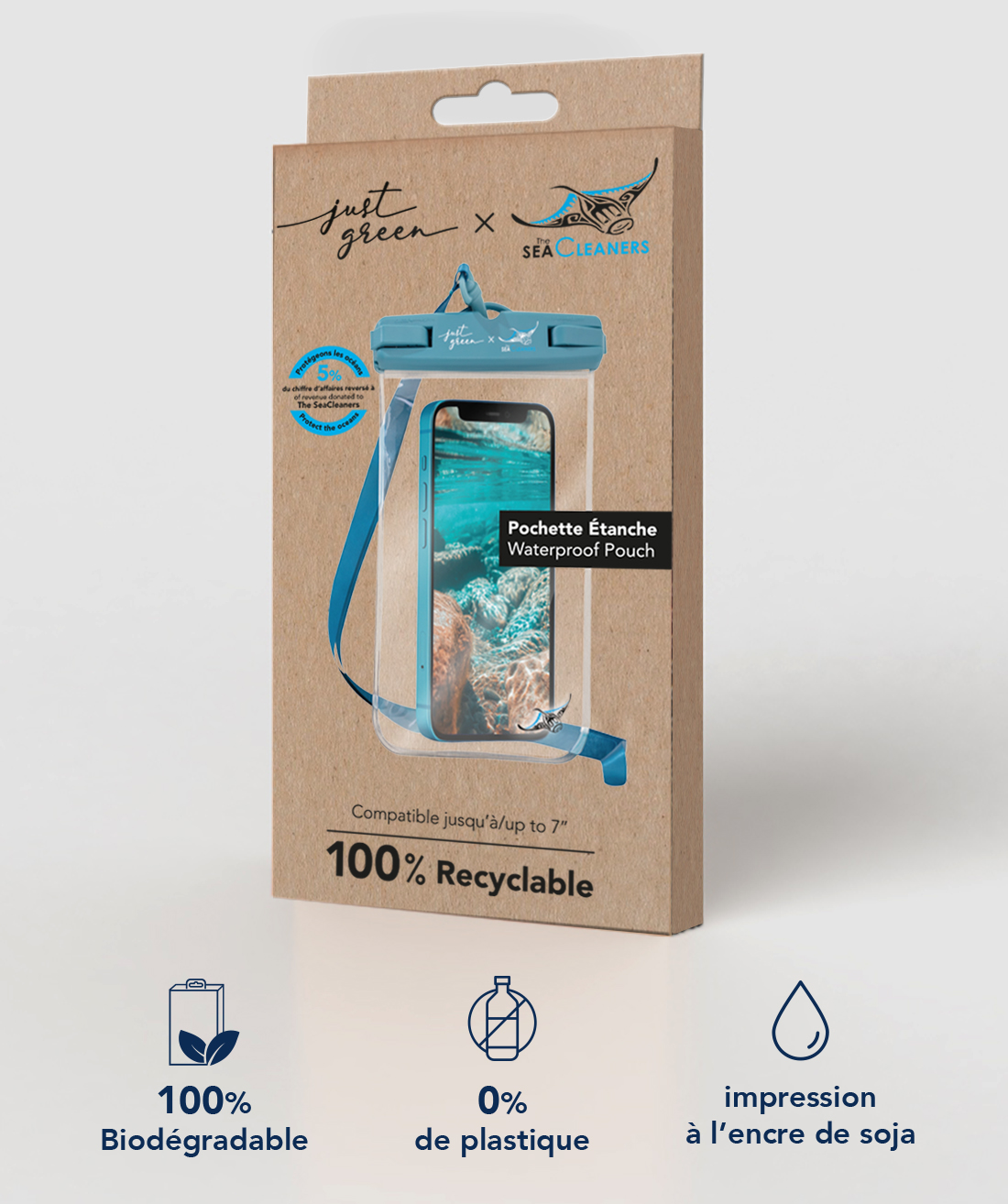 Pochette de protection en plastique pour carte, recyclable , 3” x