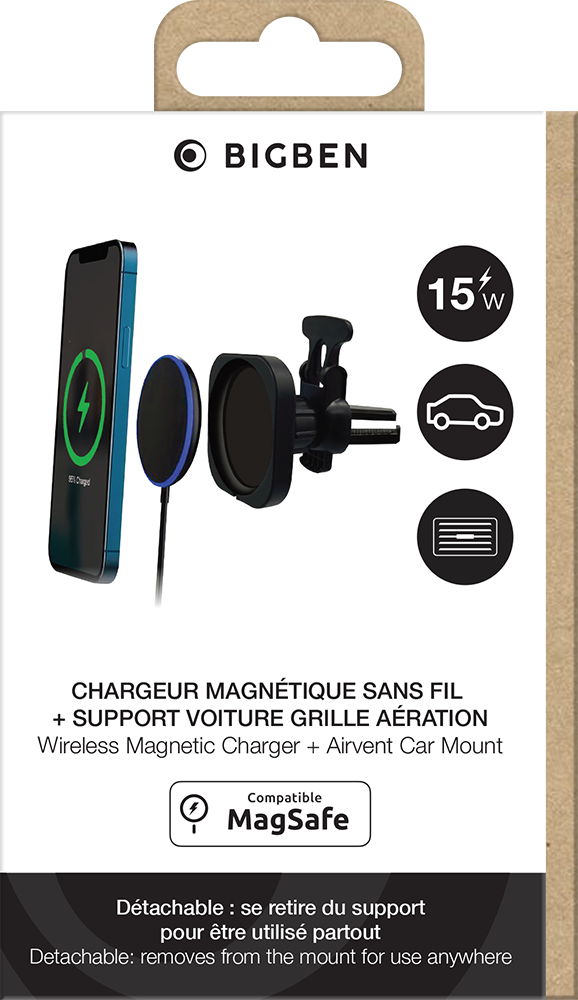 Chargeur Sans Fil Magnétique / Support Voiture pour Grille d