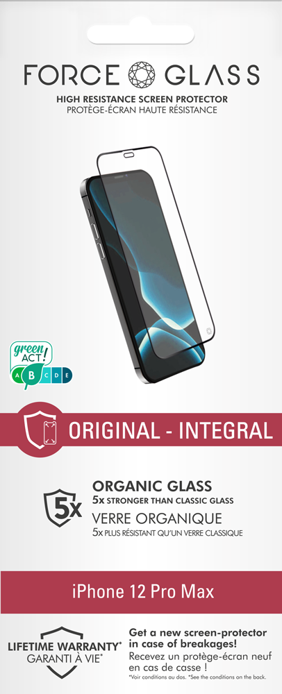 Protège-Ecran En Verre Organique Force Glass : iPhone 12