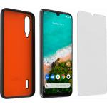 Pack Xiaomi Mi A3 Black with Orange lining Case + Tempered glass Made For Xiaomi