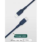 USB C to Lightning Cotton Recyclable Cable 2m Blue Just Green