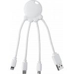 Câble 3 en 1 Octopus Ecoresponsable USB A/micro USB & USB C & Lightning 0,1m Blanc Xoopar