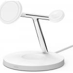 Chargeur induction 3 en 1 Stand Compatible MagSafe 15W Blanc Belkin