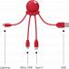 Câble 3 en 1 Octopus Ecoresponsable USB A/micro USB & USB C & Lightning 1m Rouge Xoopar