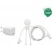 Double Chargeur maison Pack Mr BIO FastCharge 5 en 1 + Câble USB A+C/micro USB & USB C & Lightning Blanc Xoopar