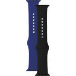 2-Pack Apple Watch 42-44-45-49mm Straps Silicone 155 to 210mm Black and Blue