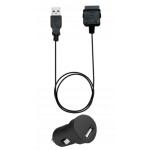 Kit Chargeur Voiture USB A 2A + Câble USB A / 30 PIN 1m Noir