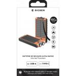 Powerbank Solaire 10000 mAh USB 2A+C Orange/Noir Bigben