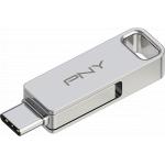 64GB OTG USB 3.2 Key USB A & USB C Silver metal PNY
