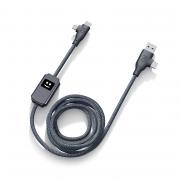 Câble ALLURE 4 en 1 USB A+C / USB C + Lightning Gris foncé Xoopar